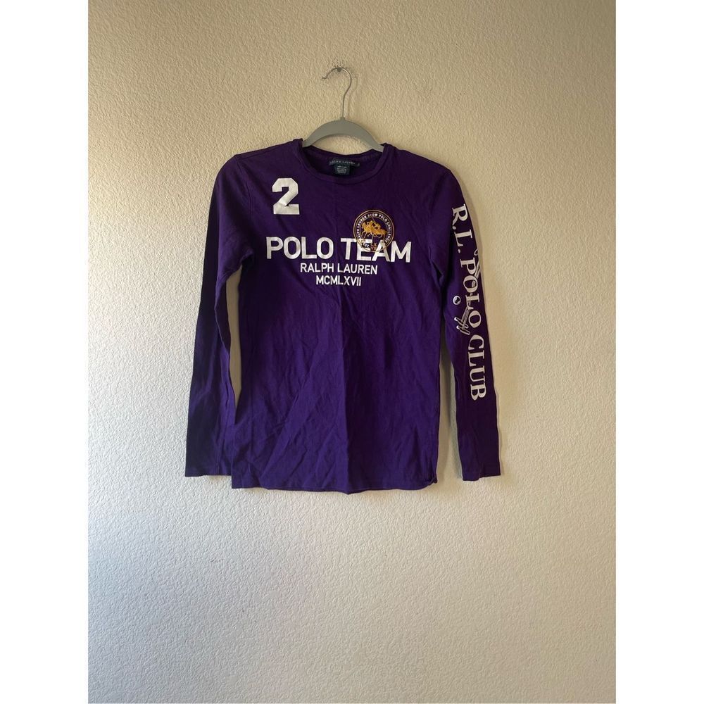 Ralph Lauren women’s purple graphic long sleeve t shirt‎ small